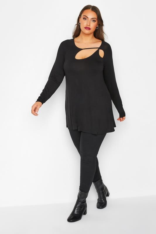 LIMITED COLLECTION Curve Black Cut Out Long Sleeve Top | Yours Clothing 2