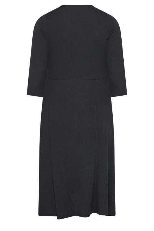 YOURS Plus Size Long Sleeve V-Neck Textured Maxi Dress