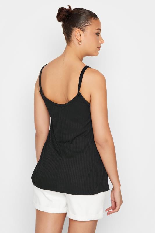 LTS Tall Black Ribbed Button Cami Vest Top | Long Tall Sally 3