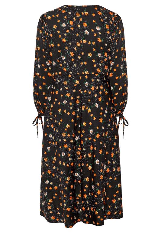 LIMITED COLLECTION Curve Black Floral Balloon Sleeve Midi Dress 7