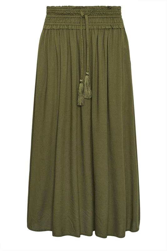 PixieGirl Petite Women's Olive Green Tie Waist Maxi Skirt | PixieGirl 5