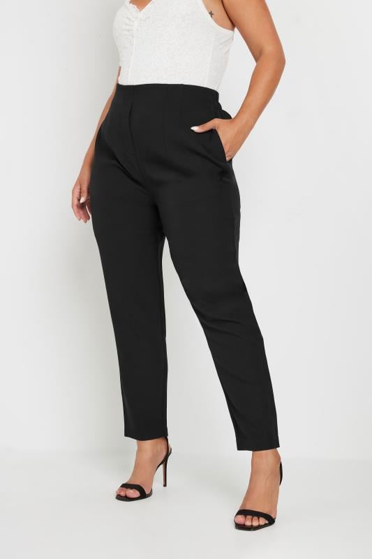 YOURS Plus Size Black High Waist Tapered Trousers | Yours Clothing  1