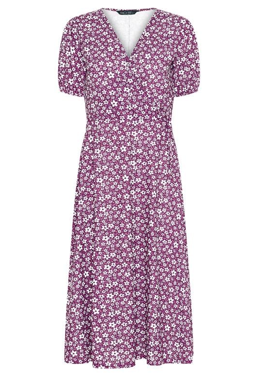 M&Co Berry Red Ditsy Floral Midi Wrap Dress | M&Co 5