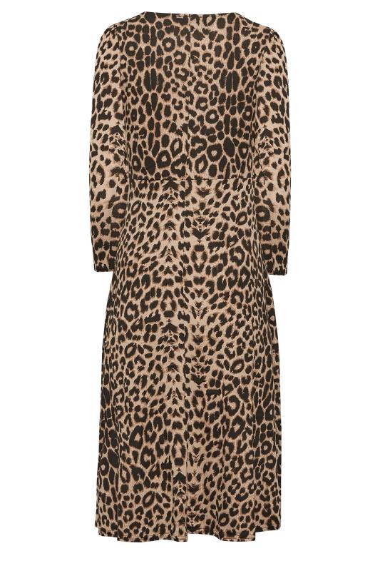Petite Beige Brown Leopard Print Midi Dress | PixieGirl 7