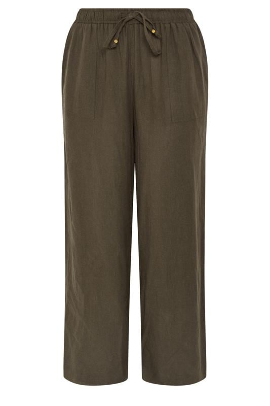 EVANS Plus Size Chocolate Brown Linen Wide Leg Trouser | Evans 5