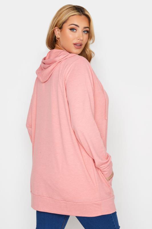 Plus Size Blush Pink Zip Through Hoodie | Yours Clothing 3