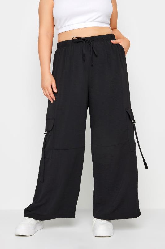  Grande Taille YOURS Curve Black Twill Cargo Trousers