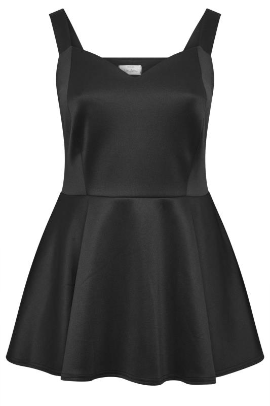 YOURS LONDON Plus Size Black Bow Back Peplum Top | Yours Clothing 5