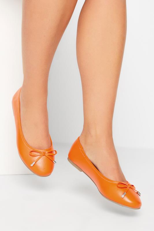 Plus Size  Orange Ballerina Pumps In Wide E Fit & Extra Wide EEE Fit