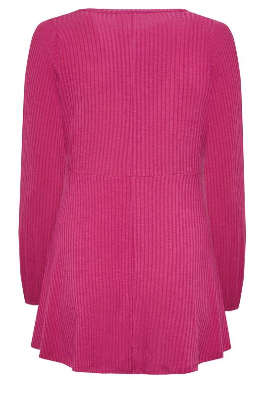 LIMITED COLLECTION Plus Size Pink Peplum Keyhole Top | Yours Clothing  7