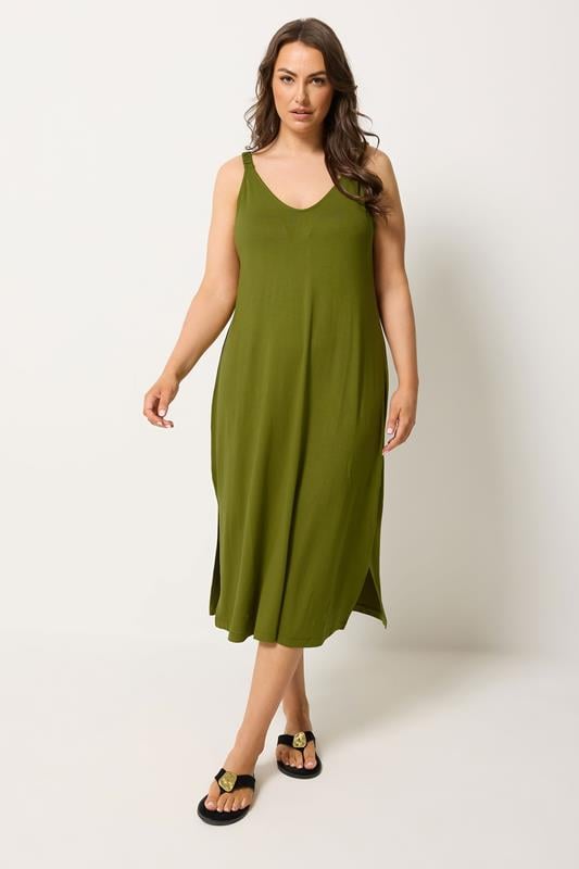  YOURS vestido midi verde para poner y listo