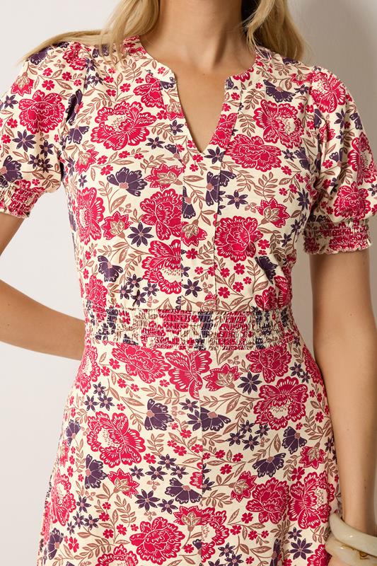 LTS Tall Women's Natural Brown & Pink Floral Cotton Maxi Dress | Long Tall Sally 4