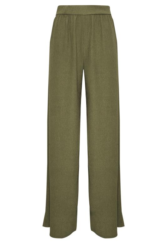 LTS Tall Women's Khaki Green Textured Wide Leg Trousers | Long Tall Sally  6