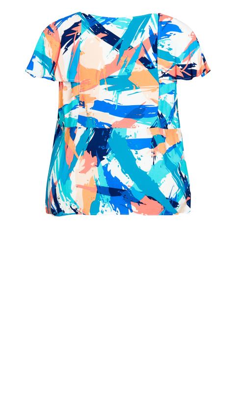 Evans Orange Abstract Print Knot Front Top 5