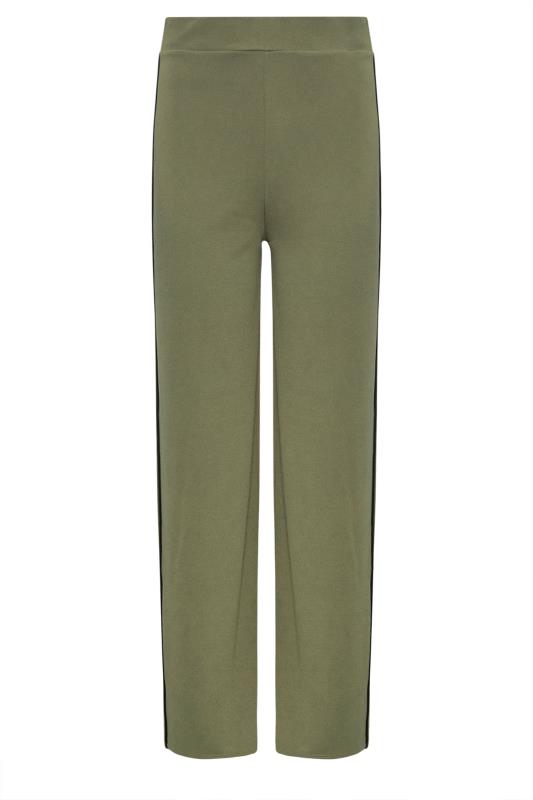 LTS Tall Womens Khaki Green & Black Side Stripe Wide Leg Trousers | Long Tall Sally 5