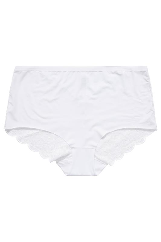 White Lace Back High Waisted Knickers | Yours Clothing 3