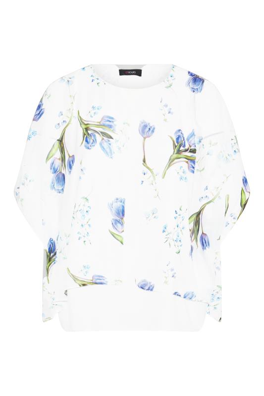 Curve White Floral Double Layered Blouse | Yours Clothing 6