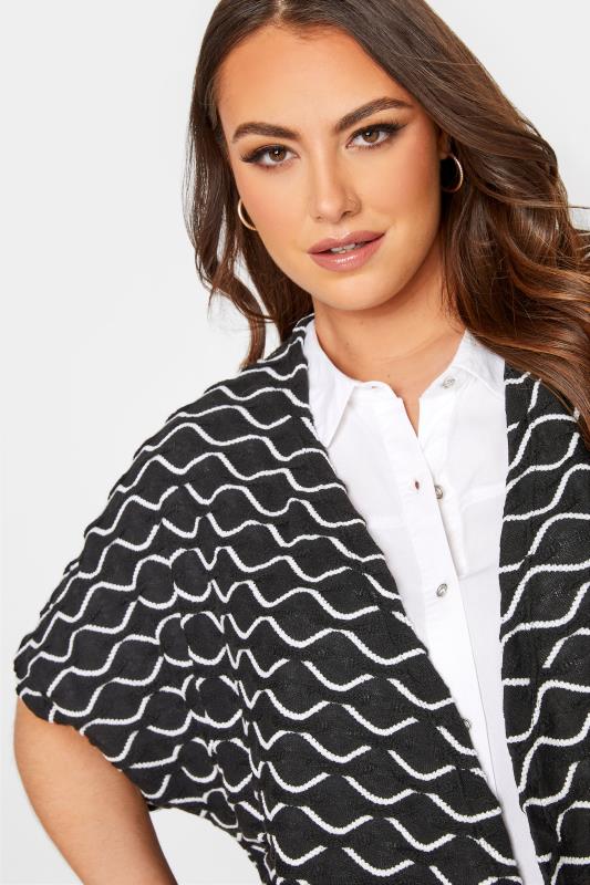 Plus Size Black Wave Print Knitted Cardigan | Yours Clothing 4
