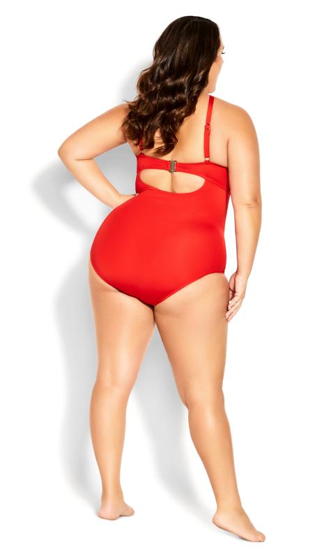 Evans Red Cut Out Swimsuit 3