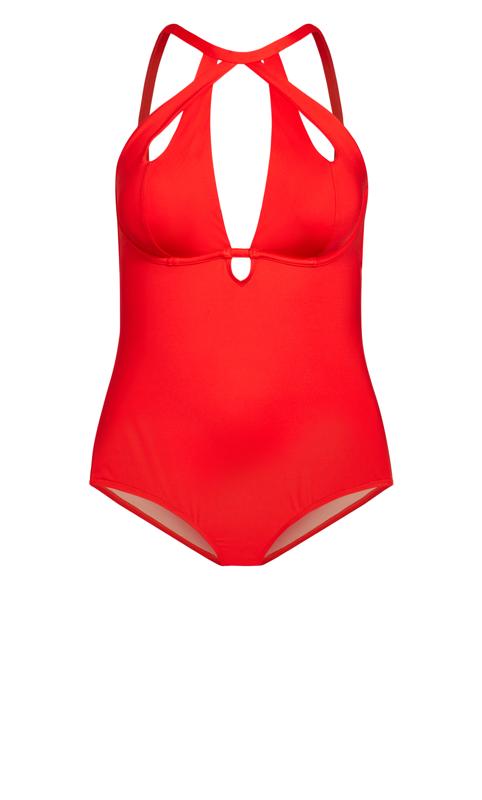 Evans Red Cut Out Swimsuit 4
