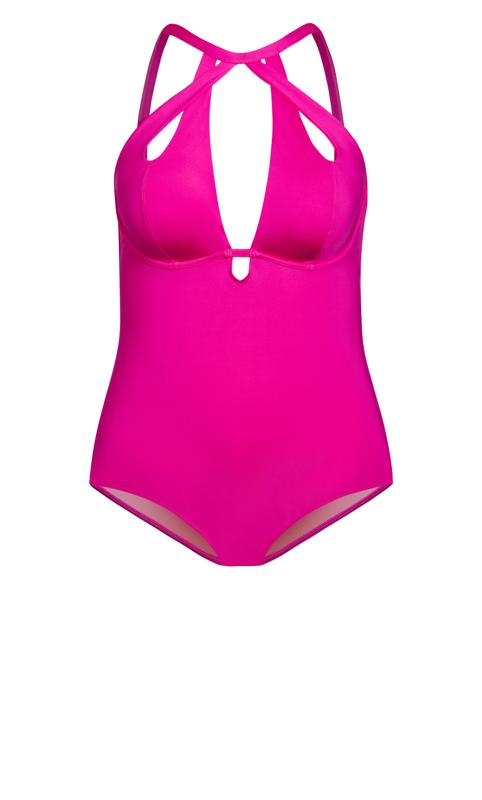 Evans Bright Pink High Neck Swimsuit 3