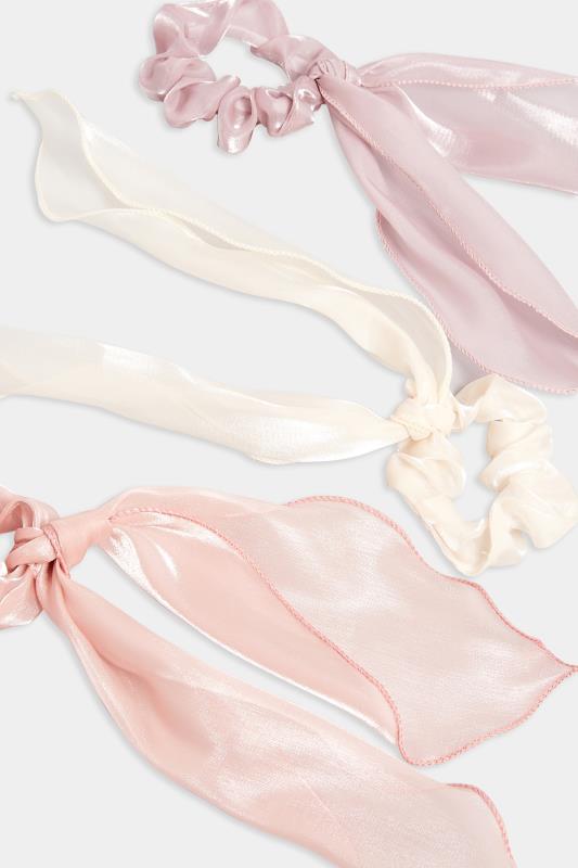 3 PACK Pink & White Hair Scrunchie Set | Yours Clothing 4