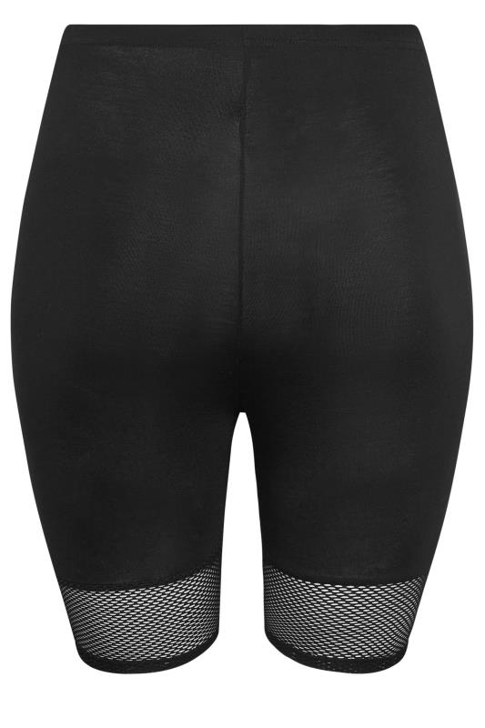 LIMITED COLLECTION Plus Size Black Fishnet Trim Cycling Shorts | Yours Clothing 5