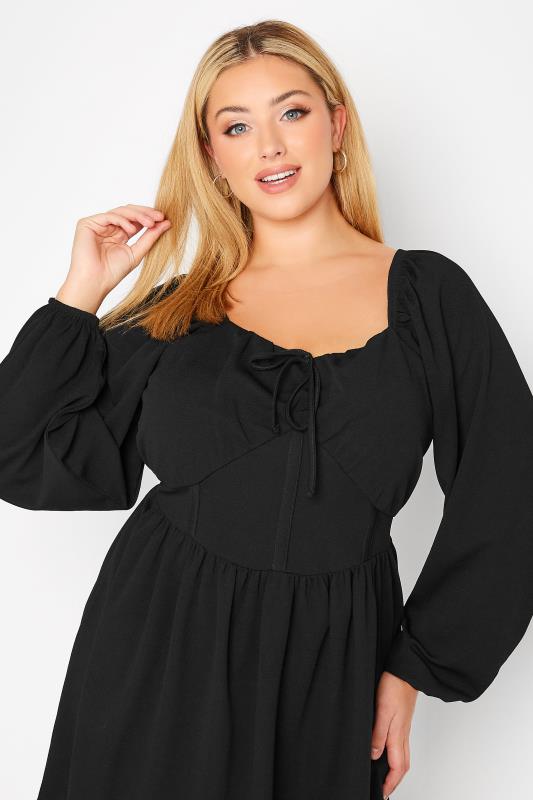 LIMITED COLLECTION Plus Size Black Corset Detail Peplum Top | Yours Clothing 4