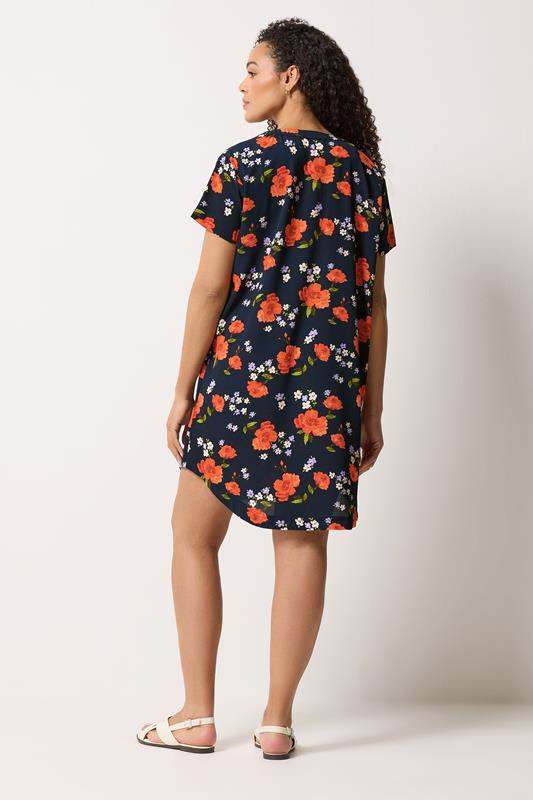 M&Co Blue Floral Notch Neck Midi Dress | M&Co 2
