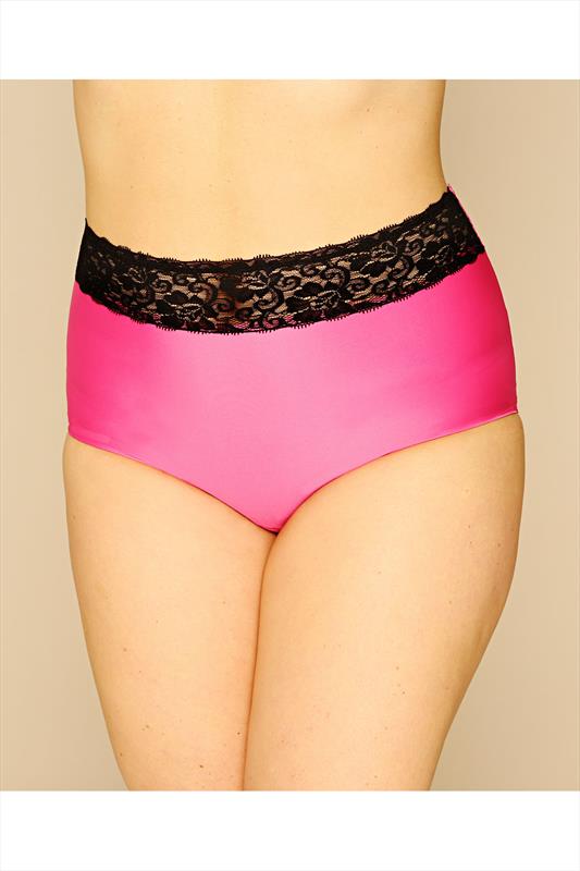 Pink And Black Lace Microfibre No VPL Briefs Pl