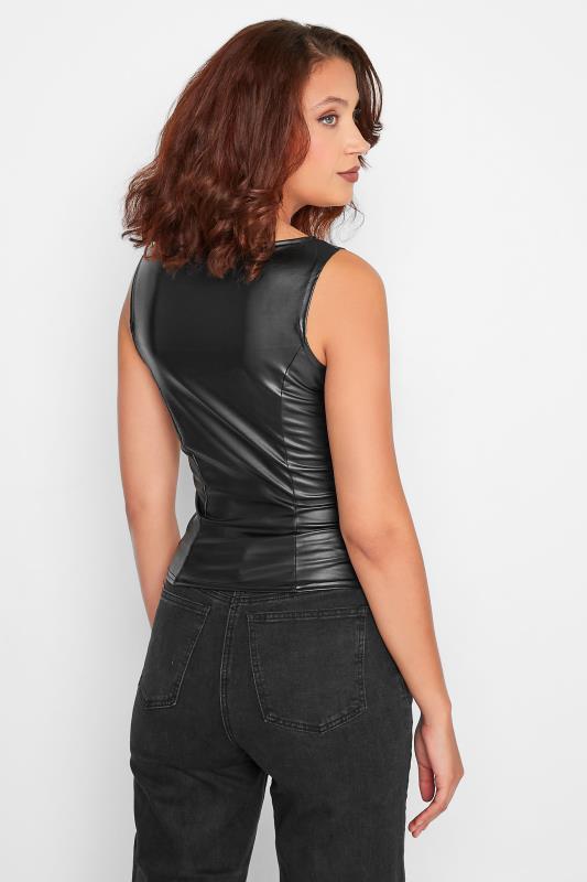 LTS Tall Black Faux Leather Corset Top 3