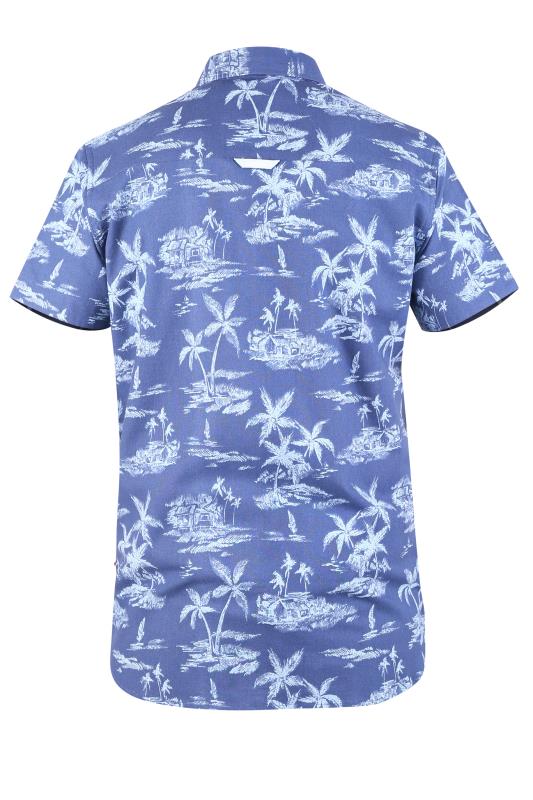 D555 Big & Tall Blue Hawaiian Print Shirt 2