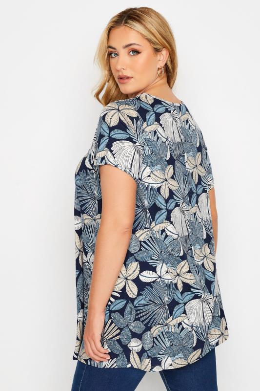 Plus Size Blue Floral Cut Out Top | Yours Clothing  3