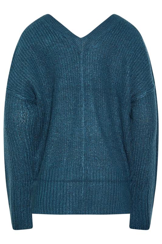 LTS Tall Teal Blue V-Neck Knitted Jumper 7