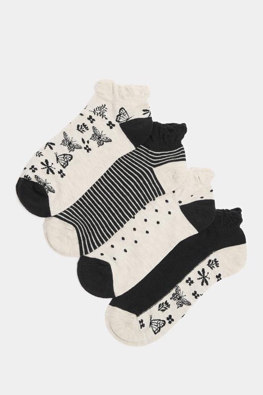 YOURSET 4 PACK Plus Size Black Butterfly Liner Socks | Yours Clothing 1