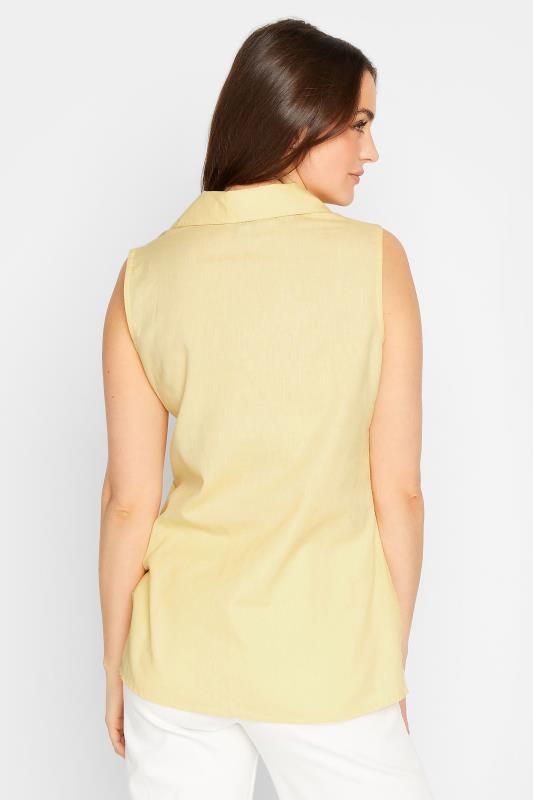 LTS Tall Women's Yellow Sleeveless Linen Shirt | Long Tall Sally  3