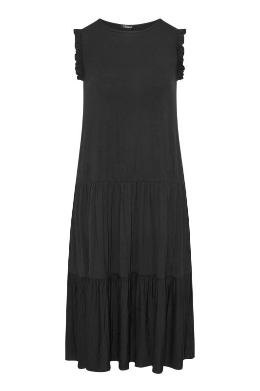 LIMITED COLLECTION Plus Size Black Frill Sleeve Smock Maxi Dress | Yours Clothing  6