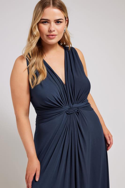 YOURS LONDON Plus Size Navy Blue Knot Front Maxi Dress | Yours Clothing 2
