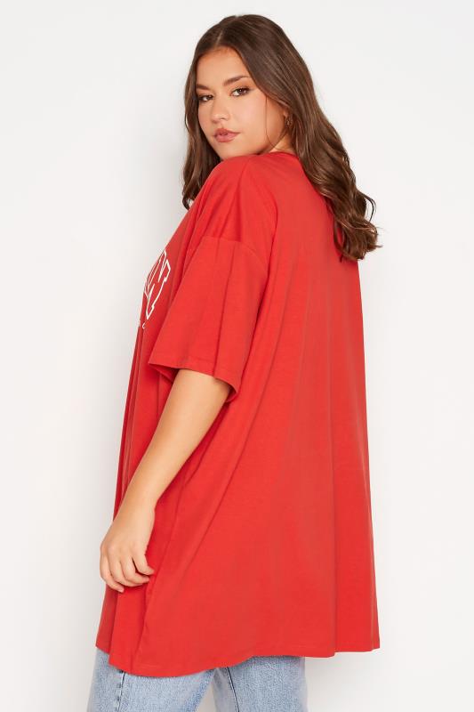 Plus Size Red 'Michigan' Oversized Tunic T-Shirt Dress | Yours Clothing 4