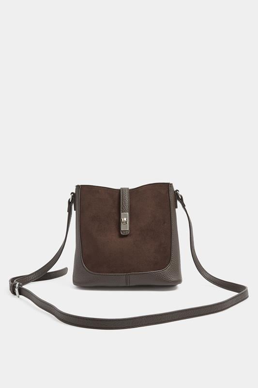  Chocolate Brown Faux Suede Cross Body Bag