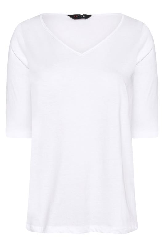 Plus Size White V-Neck Essential T-Shirt | Yours Clothing  5