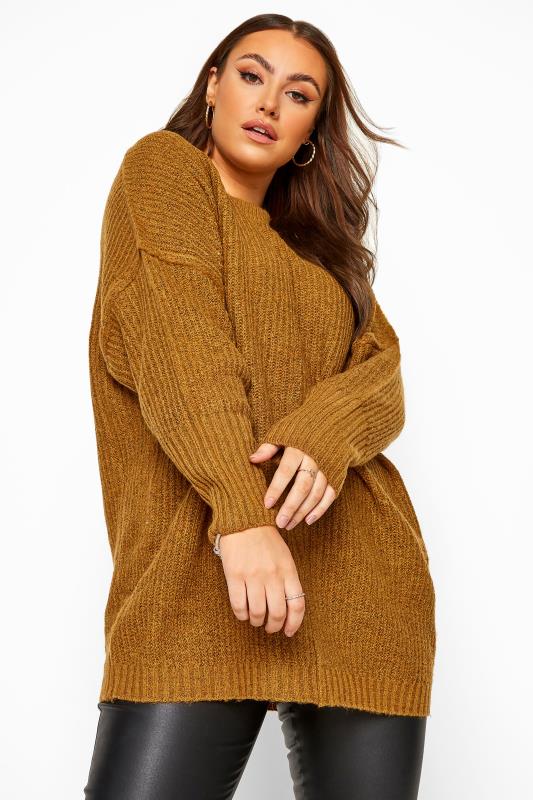 Jumpers Tallas Grandes Curve Mustard Yellow Oversized Knitted Jumper