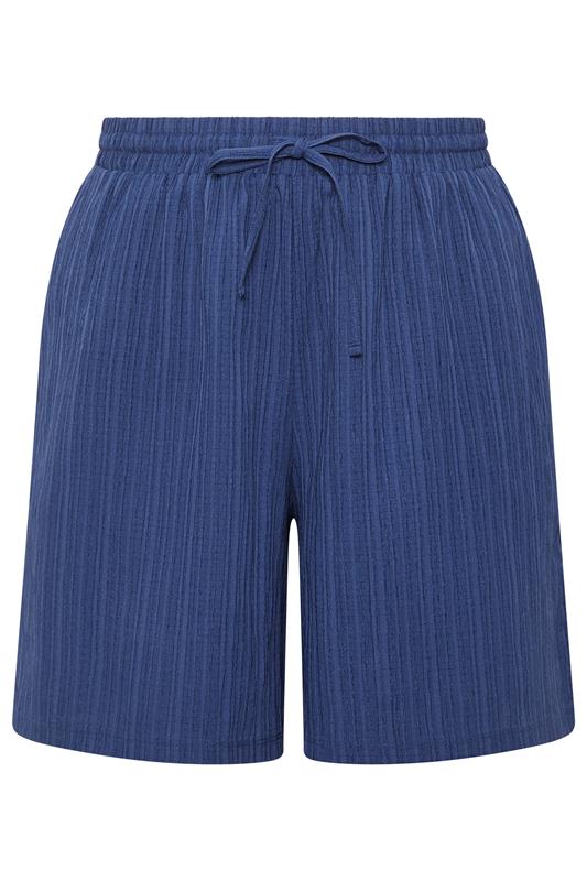 YOURS Plus Size Denim Blue Textured Woven Shorts | Yours Clothing 5