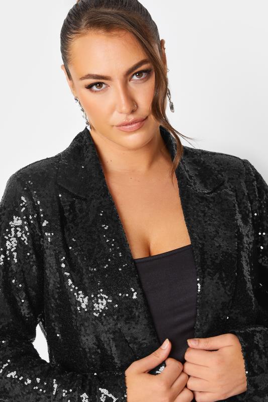 YOURS Plus Size Black Sequin Embellished Blazer | Yours Clothing 5