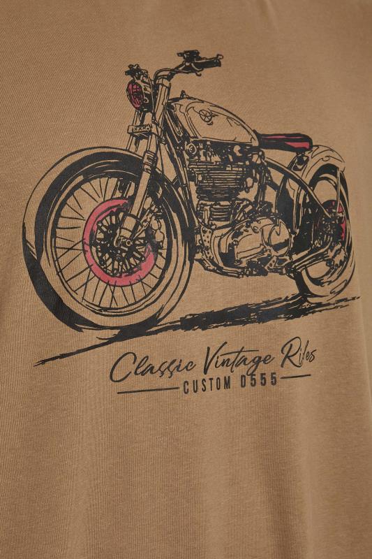 D555 Big & Tall Brown Classic Motorbike Printed T-Shirt 2