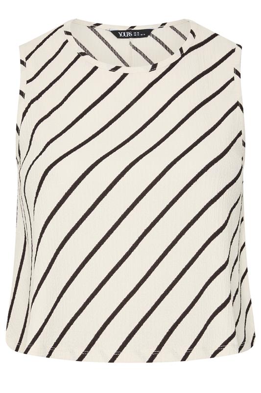 YOURS Plus Size Cream Stripe Vest Top | Yours Clothing 1