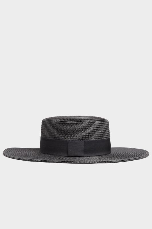 Black Straw Wide Brim Boater Hat 3