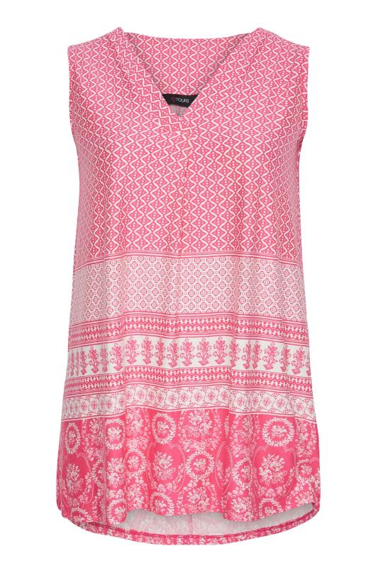 Curve Pink Aztec Print Inverted Pleat Vest Top | Yours Clothing 6