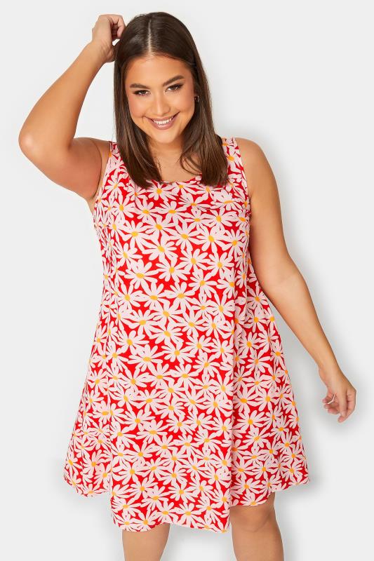YOURS Plus Size Red Floral Print Swing Dress | Yours Clothing 1