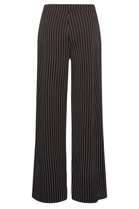 YOURS PETITE Plus Size Black Pinstripe Wide Leg Trousers | Yours Clothing 6